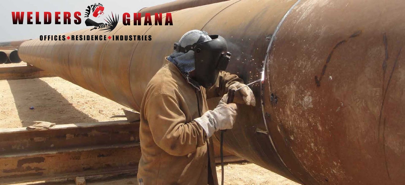 Industrial welder working on pipeline welding fabrication for Welders Ghana in Ghana