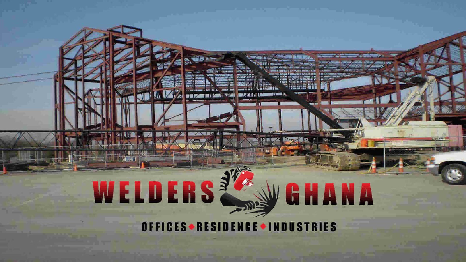 Structural steel construction work by Welders Ghana team at a commercial building in Ghana
